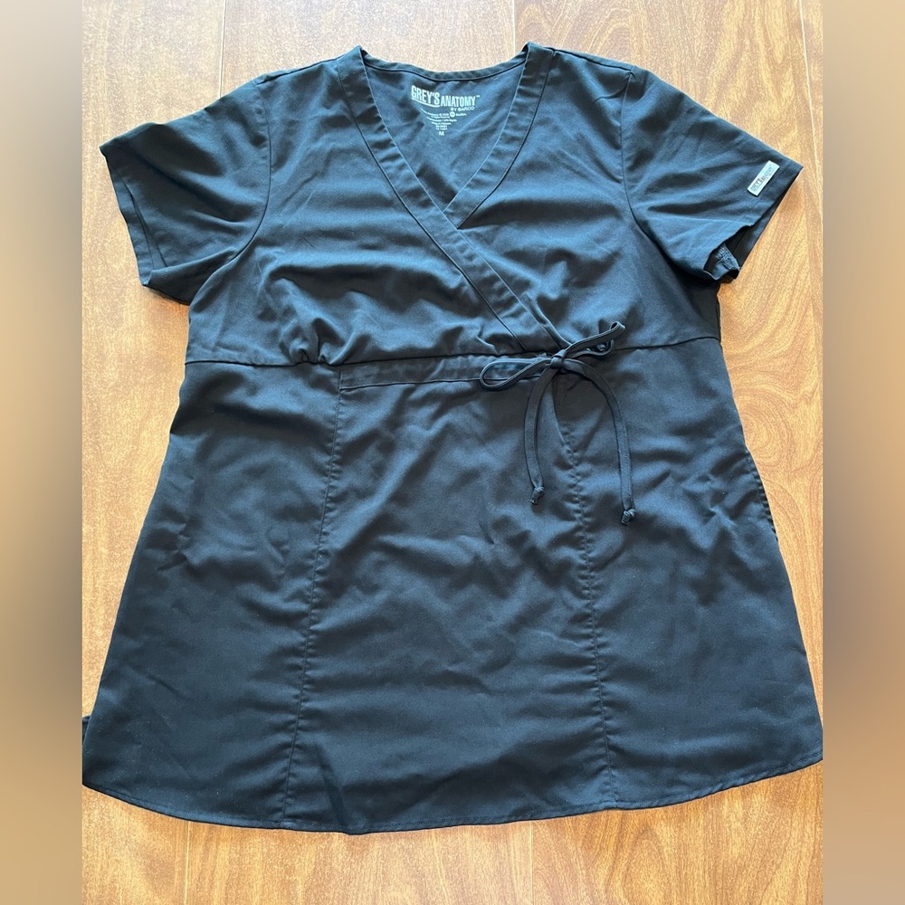 Grey's Anatomy Black maternity Scrub Top